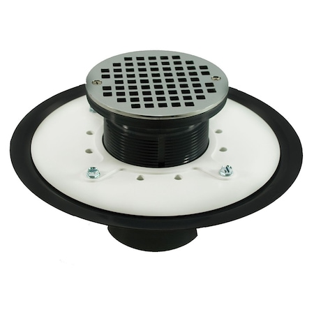 3 In. Heavy Duty PVC Drain Base With 3-1/2 In. Plastic Spud And 6 In. Chrome Plated Strainer